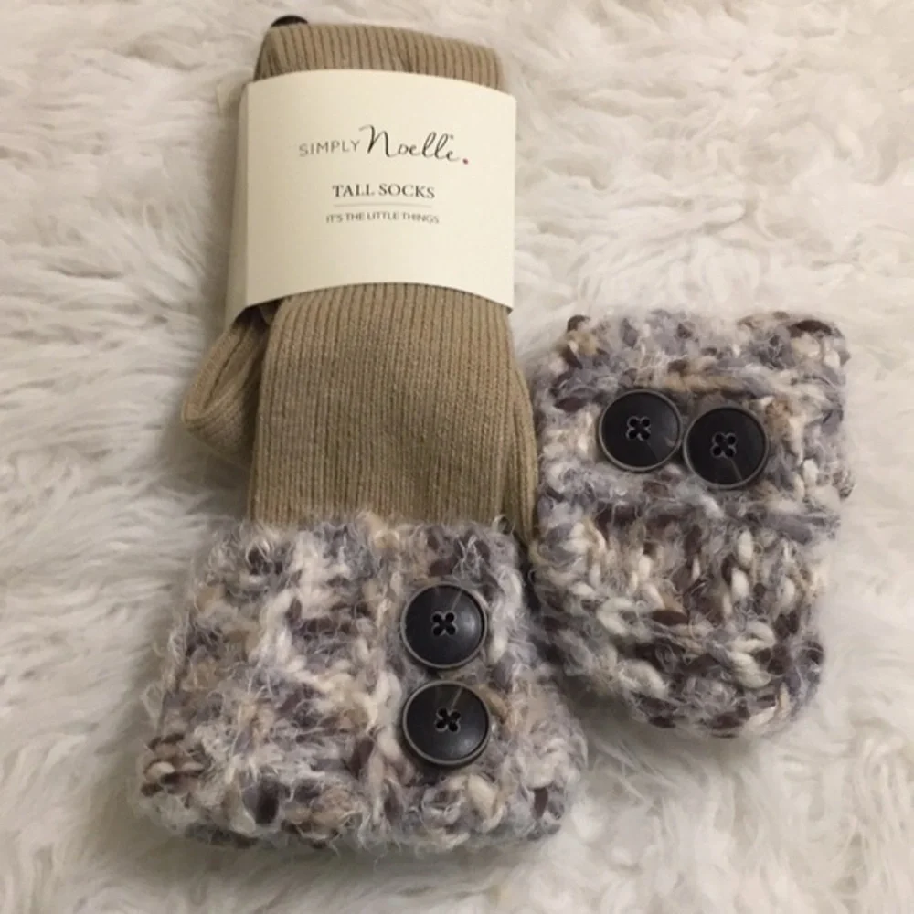 FINAL $ Simply Noelle Tall Socks w/two button cuff detail